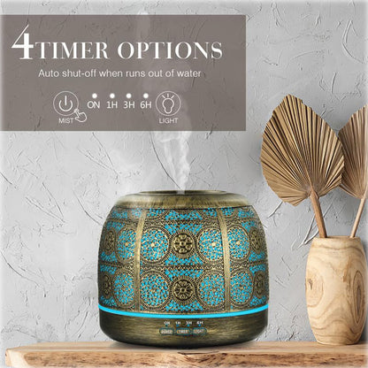 500ml Metal Essential Oil Diffuser | Ultrasonic Aromatherapy for Large Room - Home & Office