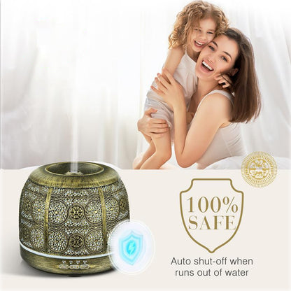 500ml Metal Essential Oil Diffuser | Ultrasonic Aromatherapy for Large Room - Home & Office