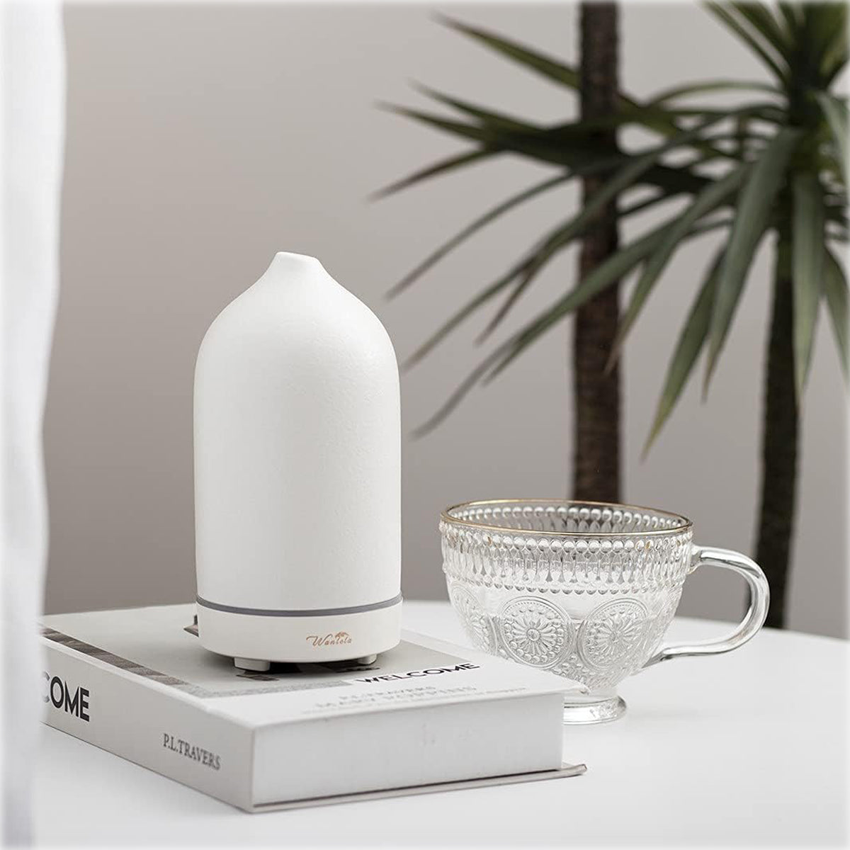 Wanlola 120ml Ceramic Essential Oil Diffuser | Aromatherapy - Auto Shut-Off for Home & Office